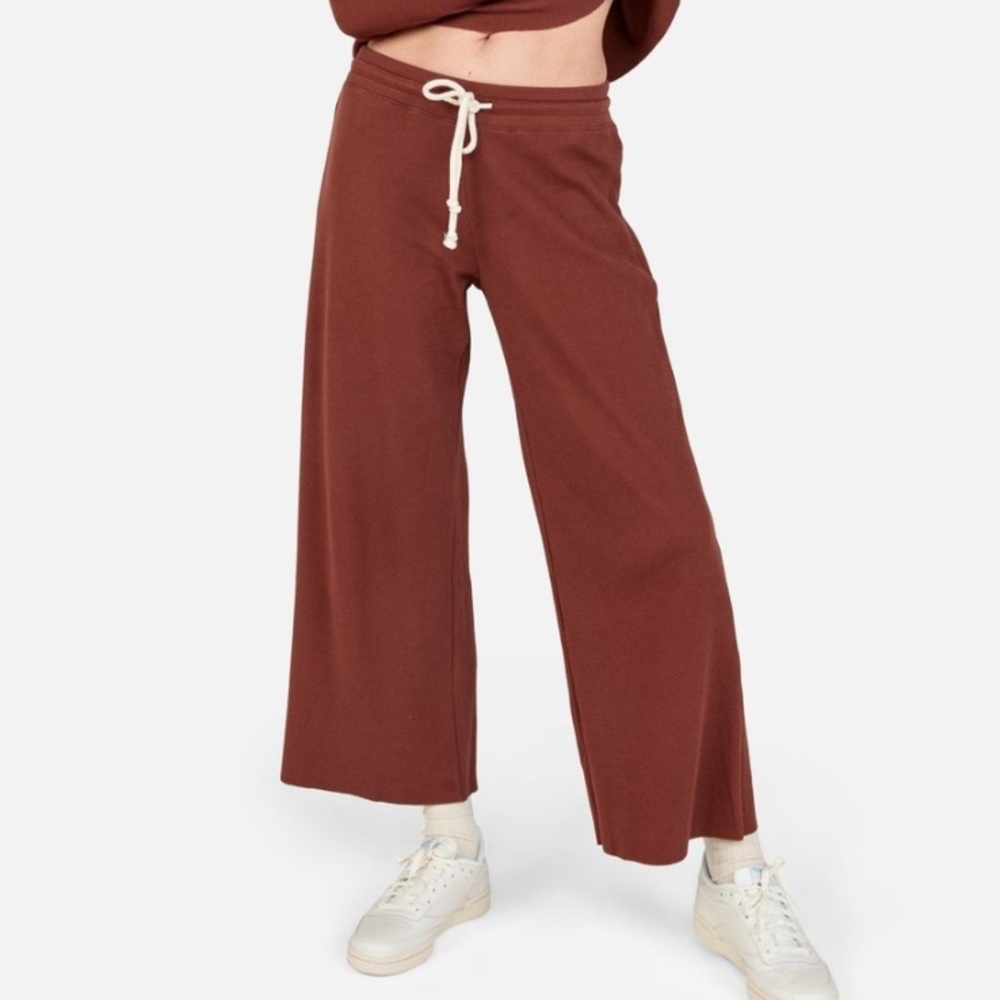 Mate the Label Organic Thermal Wide Leg Pant in Tobacco size XS